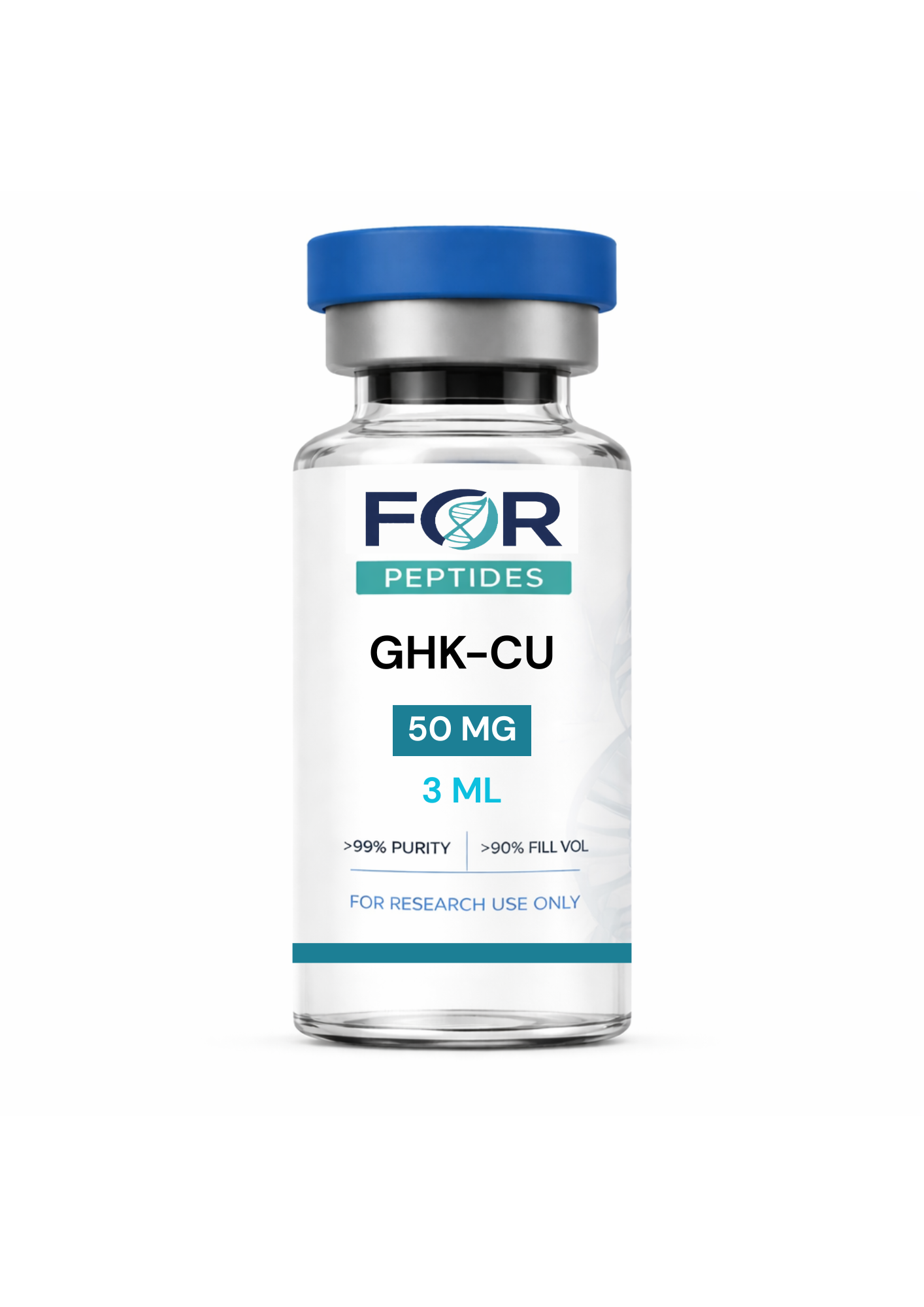 GHK-Cu research peptide vial — >99% HPLC purity, 3rd-party tested, ForPeptides USA
