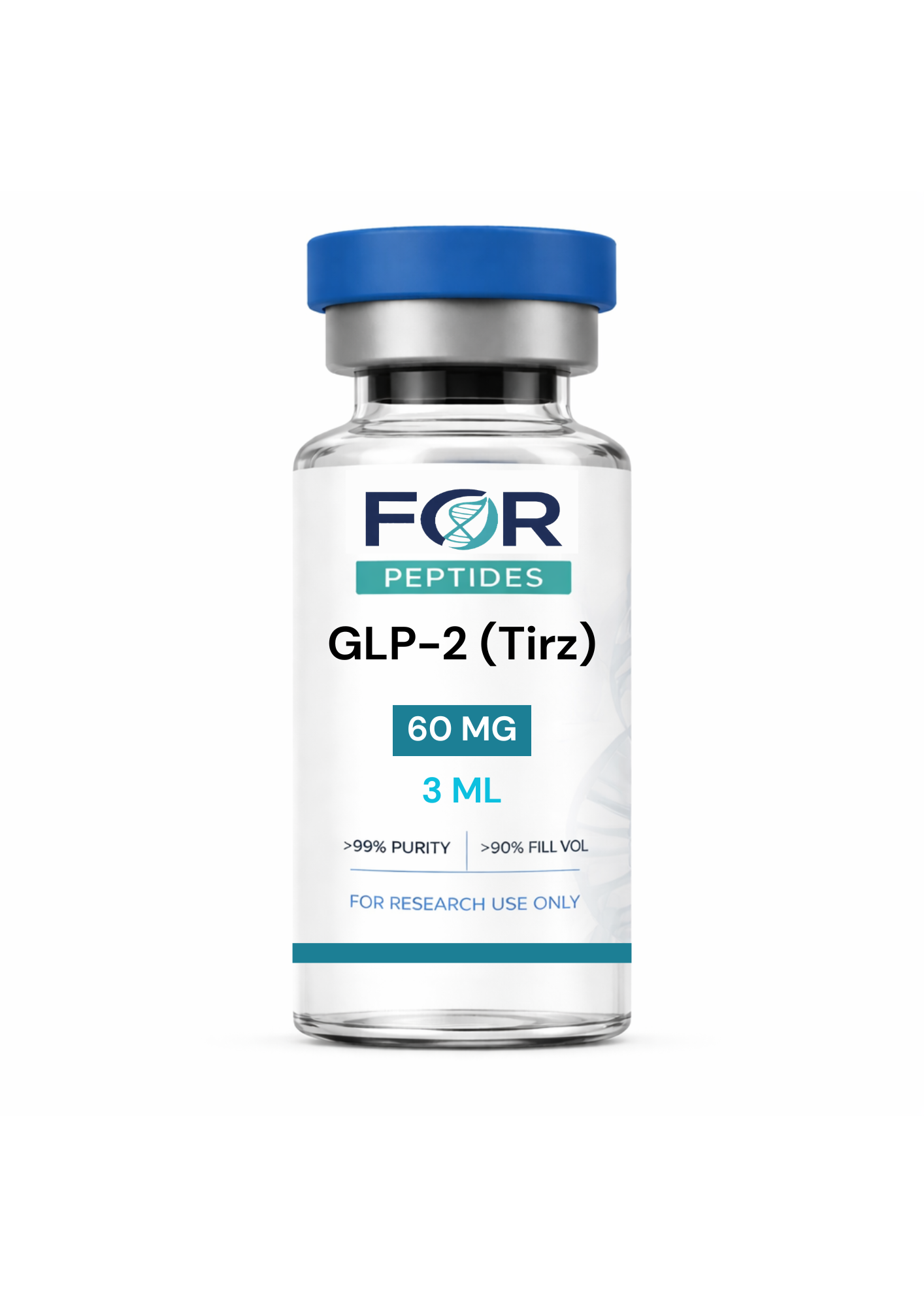 GLP-2 (Tirz) research peptide vial — >99% HPLC purity, 3rd-party tested, ForPeptides USA