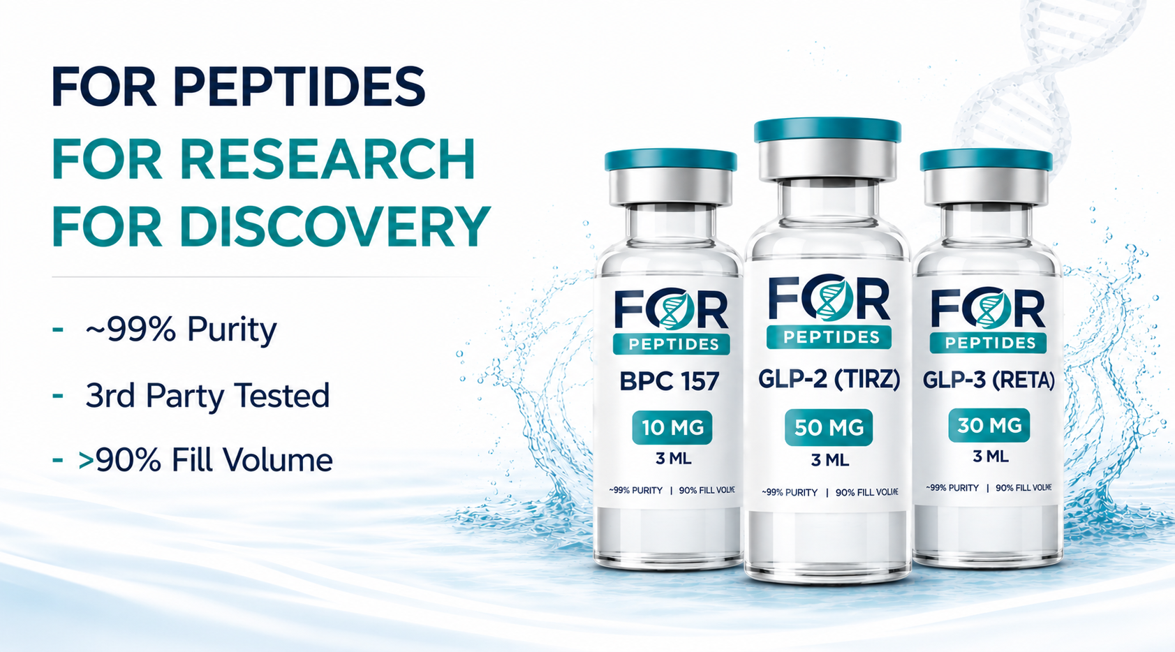 FOR Peptides For Research For Discovery â BPC 157, Tirzepatide, Retatrutide bottles